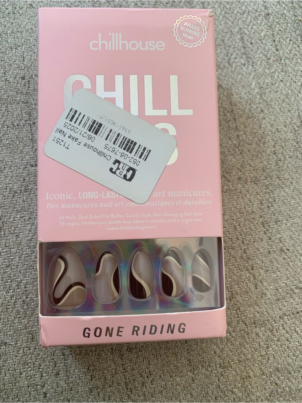 Chillhouse Gone Riding Press-On Nails in Pink with Brown & Cream Swirls